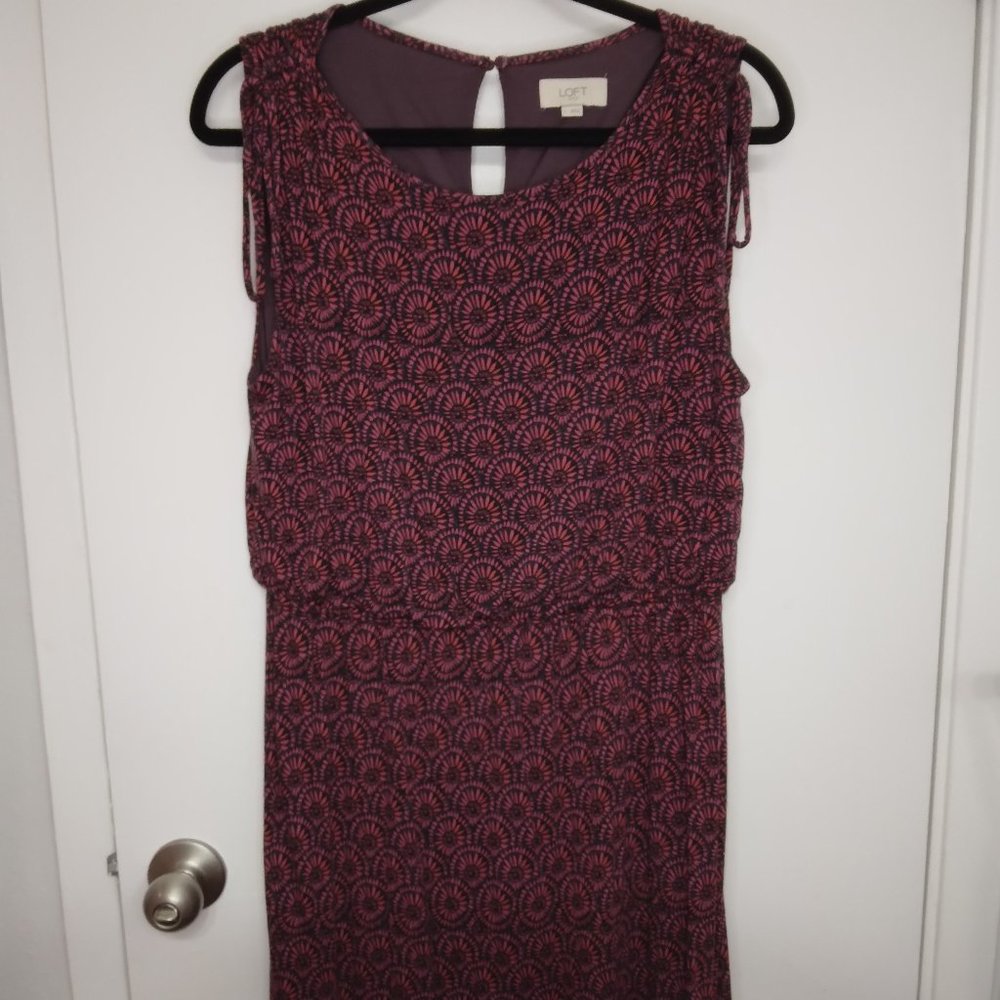 Loft Outlet Sleeveless Cinch Waist Orange Purple Dress Size L/12/14